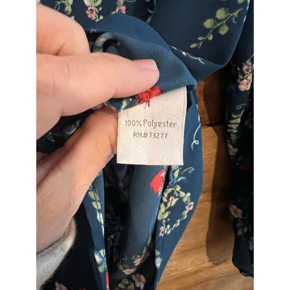 Disney Lauren Conrad Snow White Red Sequin Apple‎ Blue Blouse Woman’s Size S - Picture 6 of 8